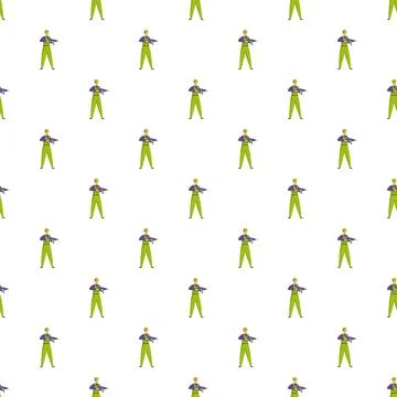 Cartoon soldier pattern holding automatic weapon seamless design Stock Illustration