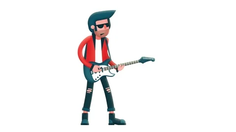 Cartoon solo guitarist playing an electr... | Stock Video | Pond5