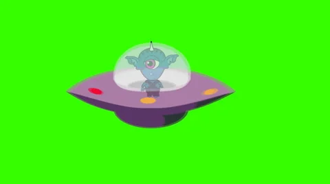 Cartoon Space Alien in UFO: Looping + Matte Stock Footage 68673578