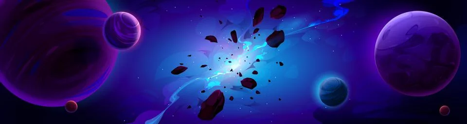 Cartoon space background with glow galaxy nebula Stock Illustration