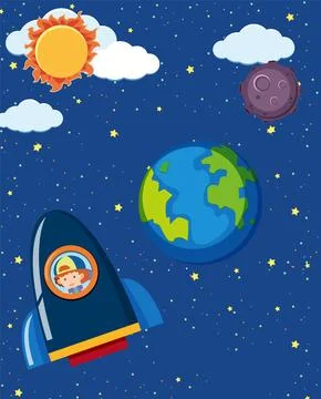 Cartoon space background template Stock Illustration