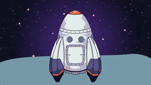 Cartoon space background with three comic spaceship in 4k video. Stock-Footage 147851411