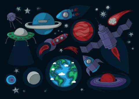 Cartoon space elements Illustrazione stock