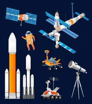 Cartoon space exploration set Illustrazione stock