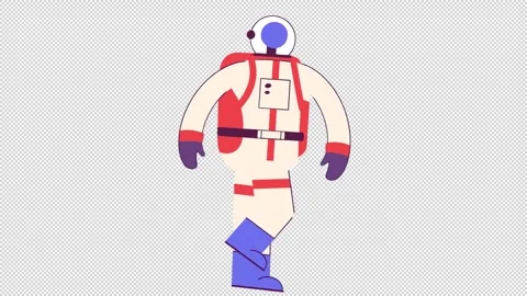 Cartoon Space Explorer Walking Stock Footage 321869403