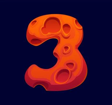 Cartoon space planet surface font number 3 three Illustrazione stock