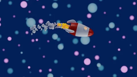 Cartoon space rocket flying through stars. Stock Footage 167496447