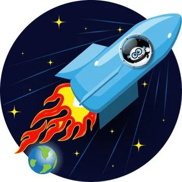 Cartoon space rocket Stock Illustration
