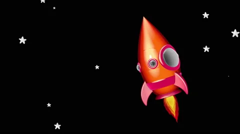 Cartoon Space Rocket Moving in The Space Stock-Footage 57707293
