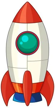 Cartoon Space Rocket Ship Vector Illustration on White Background Stock Illustration