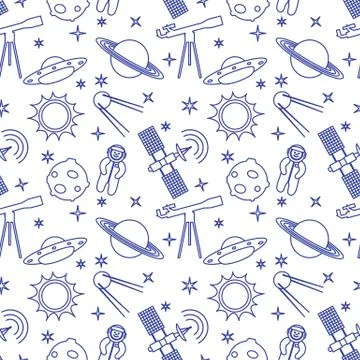 Cartoon space seamless pattern. Astronomy. Science Stock Illustration