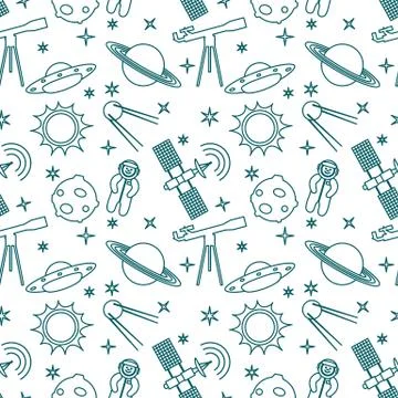 Cartoon space seamless pattern. Astronomy. Science Stock Illustration