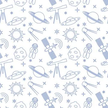 Cartoon space seamless pattern. Astronomy. Science Stock Illustration