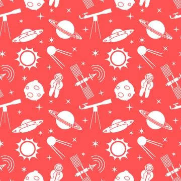 Cartoon space seamless pattern. Astronomy. Science Stock Illustration