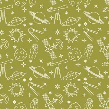 Cartoon space seamless pattern. Astronomy. Science Stock Illustration