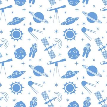 Cartoon space seamless pattern. Astronomy. Science Stock Illustration