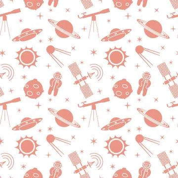Cartoon space seamless pattern. Astronomy. Science Stock Illustration