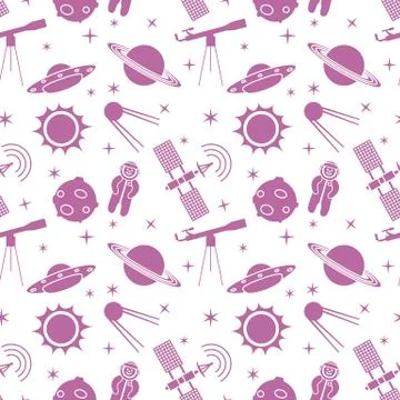 Cartoon space seamless pattern. Astronomy. Science Stock Illustration