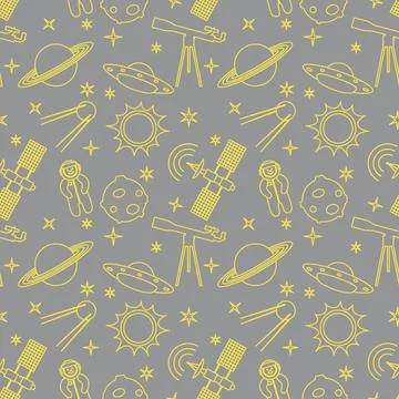 Cartoon space seamless pattern. Astronomy. Science Stock Illustration