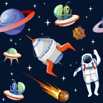 Cartoon space seampless pattern Illustrazione stock