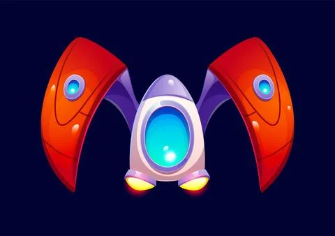 Cartoon space spaceship rocket font letter M Stock Illustration
