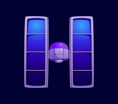 Cartoon space station module font letter H Stock Illustration