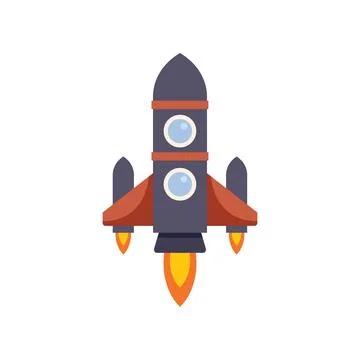 Cartoon spaceship blasting off into space Stock Illustration