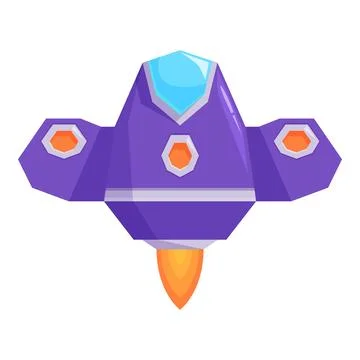 Cartoon spaceship flying with engine burning Stock Illustration