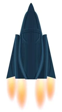 Cartoon spaceship with triangle aggressive form similar fighter aircraft Stock Illustration