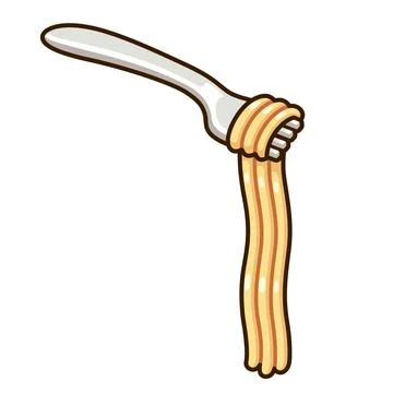 Cartoon spaghetti on fork Stock Illustration