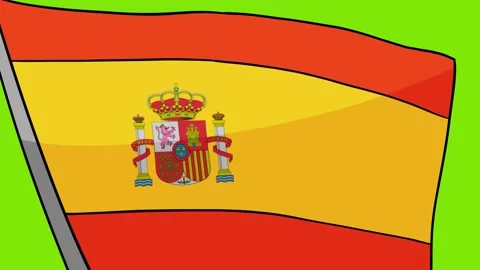 Cartoon Spain Flag Screen Wipe Transition on Green Screen 2D Animation Stock Footage 339043427