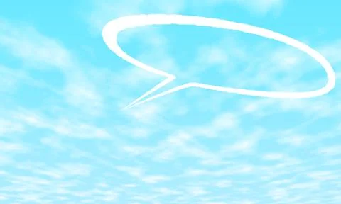 Cartoon speech and thought bubbles on blue sky background Stock Illustration