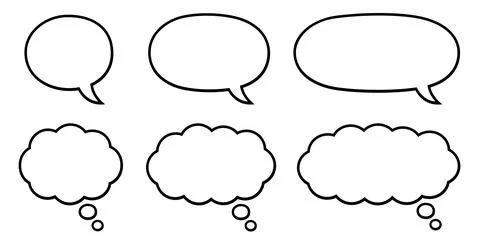 Cartoon speech and thought bubbles vector silhouette set 스톡 일러스트