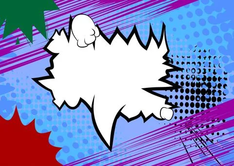 Cartoon speech bubble with blank speech bubble, comic book background. Retr.. Illustrazione stock