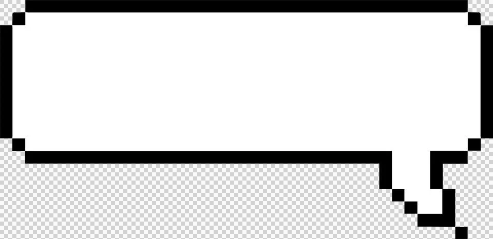 Cartoon speech bubble is showing pixel edges with outline on transparent Illustrazione stock