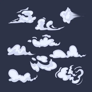 Cartoon speed smoke cloud vector comic effect collection Stock Illustration