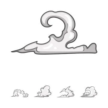 Cartoon speed smoke clouds vector illustration set 库存插图