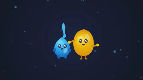 Cartoon sperm and egg characters with happy faces float together in animate.. Stock Footage 341024971