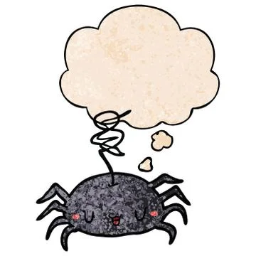Cartoon spider and thought bubble in grunge texture pattern style Illustrazione stock