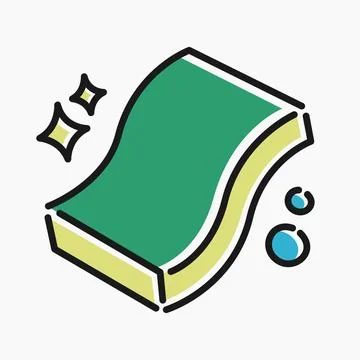 Cartoon Sponge Illustration with Cleaning Elements Illustrazione stock