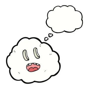 Cartoon spooky cloud with thought bubble Stock Illustration