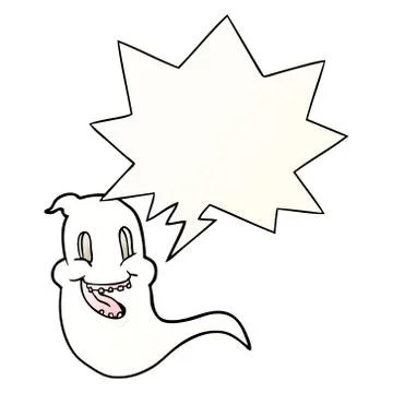 Cartoon spooky ghost and speech bubble in smooth gradient style Ilustração Stock
