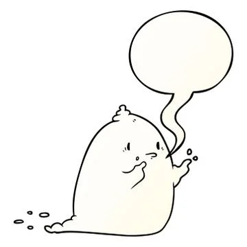 Cartoon spooky ghost and speech bubble in smooth gradient style Ilustração Stock