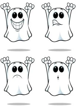 Cartoon Spooky Ghosts - Set 3 Stock Illustration