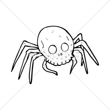 Cartoon spooky halloween skull spider Stock Illustration