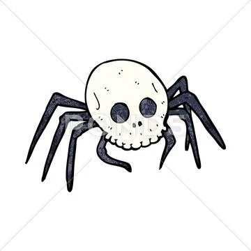 Cartoon spooky halloween skull spider Stock Illustration