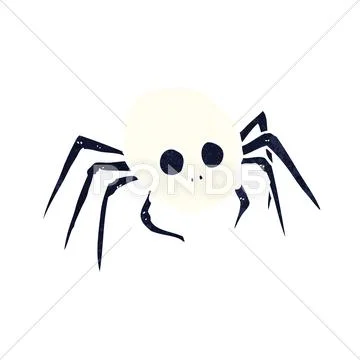 Cartoon spooky halloween skull spider Stock Illustration