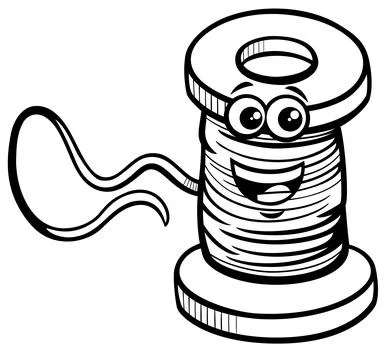 Cartoon spool of thread clip art coloring page 스톡 일러스트