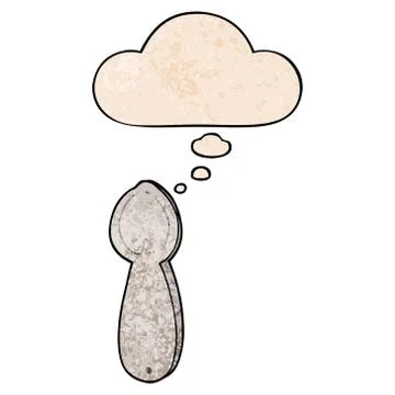 Cartoon spoon and thought bubble in grunge texture pattern style Illustrazione stock