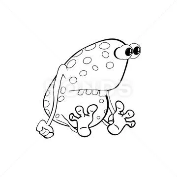 Cartoon spotted big eyed monster frog with big teeth. coloring Stock Illustration